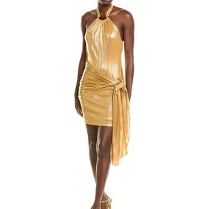 BCBGMaxAzria Shimmering Gold Halter Dress